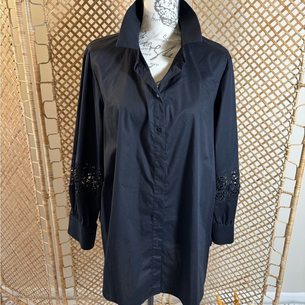 Black Button Down Lace Top